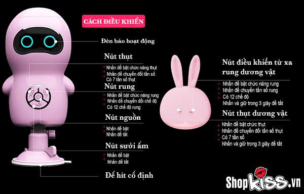 Dương vật giả rung thụt sưởi ấm Fking Machine Wanle Ares đế gắn tường robot thỏ
